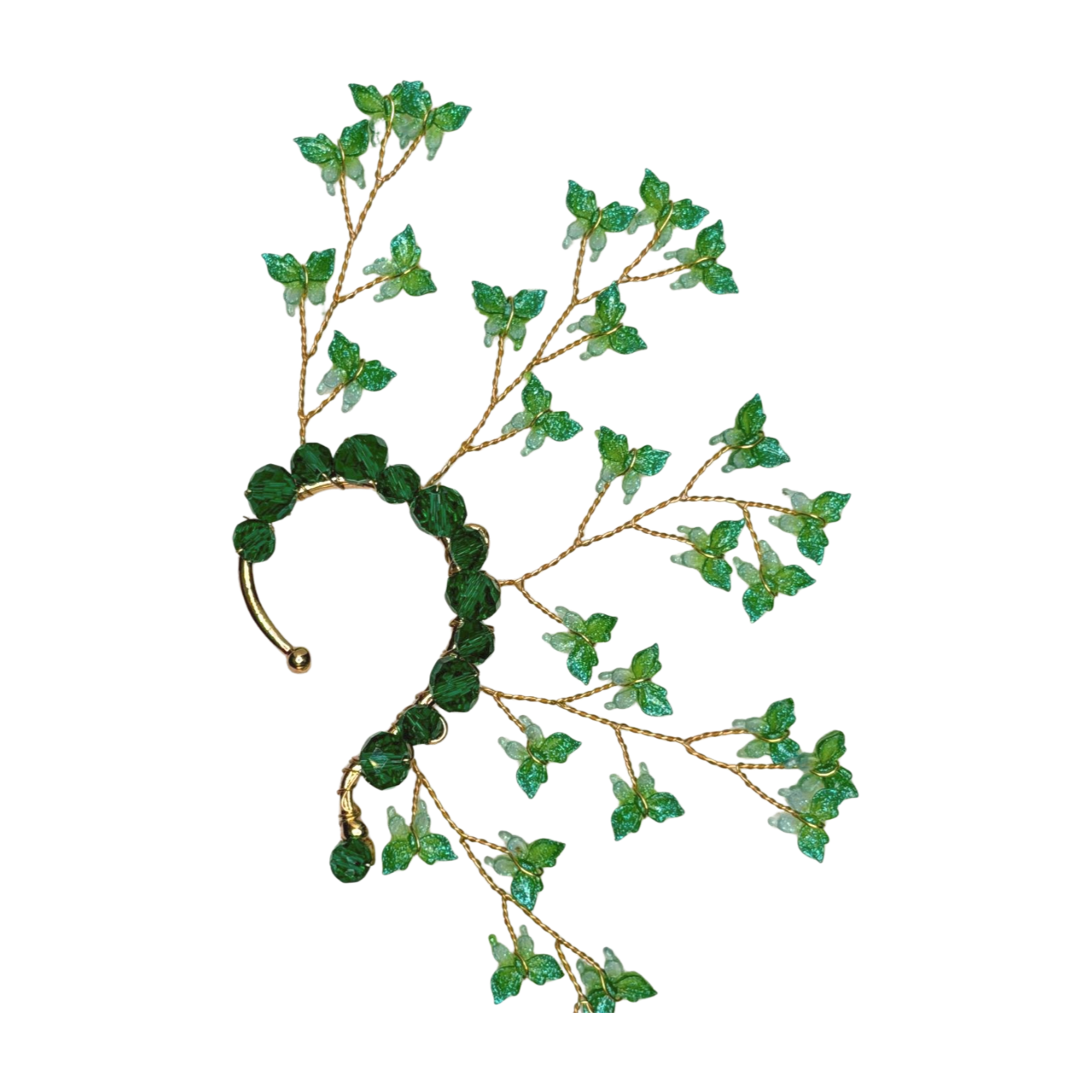 Green Butterflies Ear Cuff