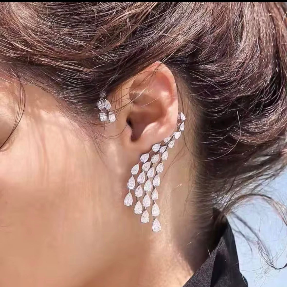 Pear Chandelier Ear Cuff
